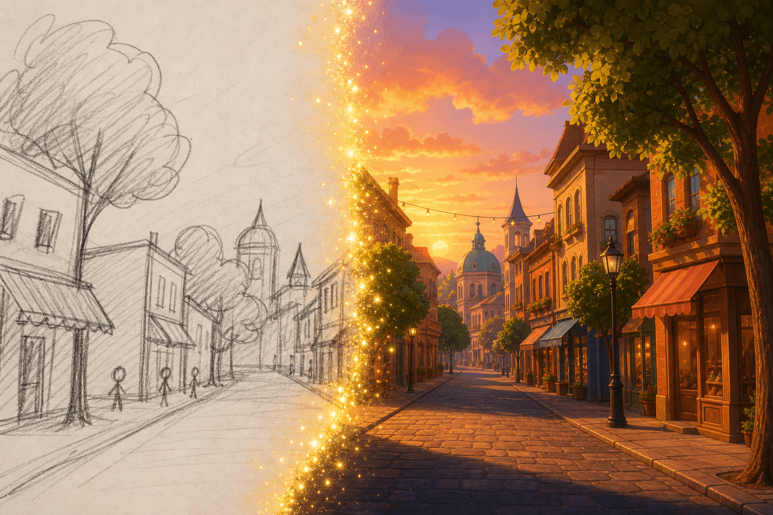 A street sketchbecomes an animation scene